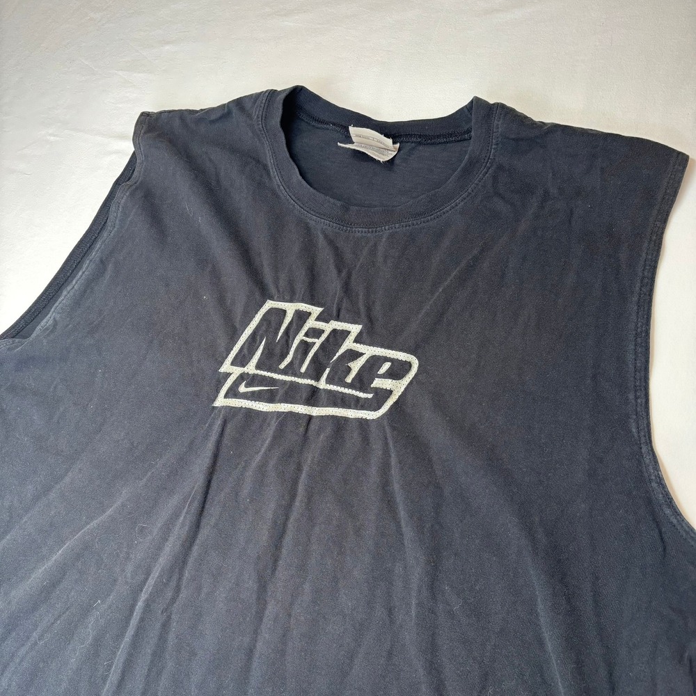 Vintage Nike Tank Top Mens 2XL Black Graphic Logo Sleeveless Muscle Y2K